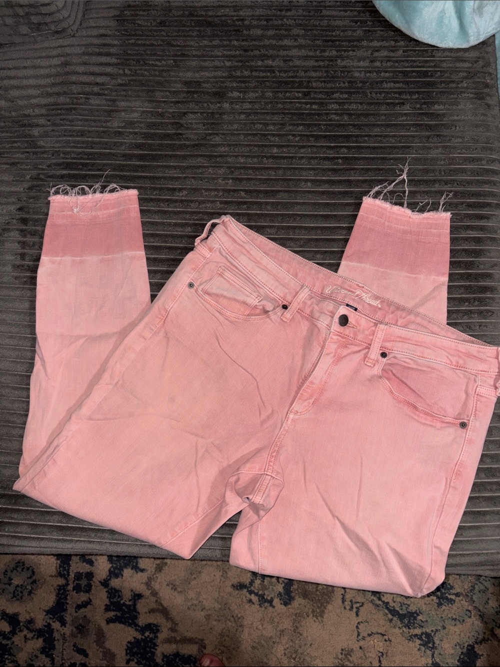Universal Thread Pink High-Rise Cropped Jeans with Raw Hem